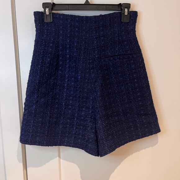 NEW Anine Bing Navy Blue Tweed High Rise Shorts Sz XS - Picture 2 of 7